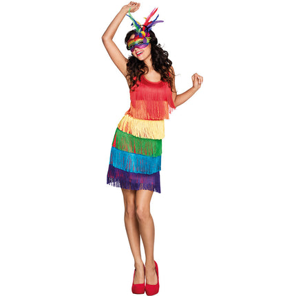 Charleston Kleid Damen Regenbogen