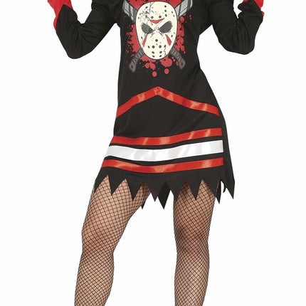 Eishockey Halloween Kostüm Damen Rot Schwarz