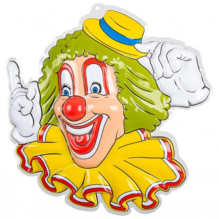 Wanddekoration Clown Gelber Hut 50cm