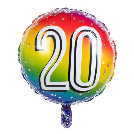 Regenbogen Nummer Ballon 20 Jahre 45cm