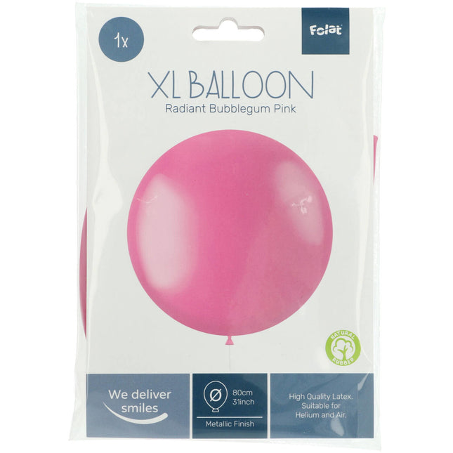 Rosa Luftballon Metallic Bubblegum Pink 80cm