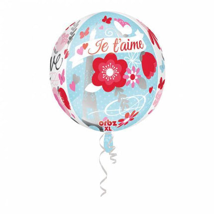 Heliumballon Rund Je T'Aime 40cm leer