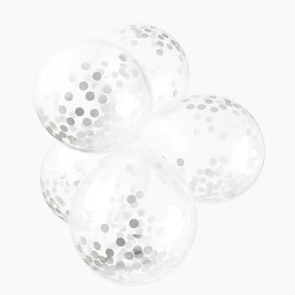 Konfetti Ballons Silber 12cm 6Stk