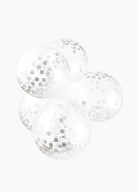 Konfetti Ballons Silber 12cm 6Stk