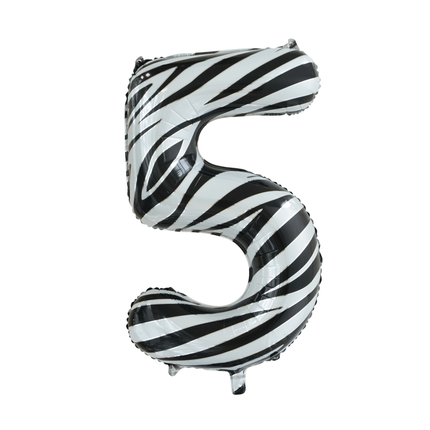 Folienballon Figur 5 Zebra XL 86cm leer