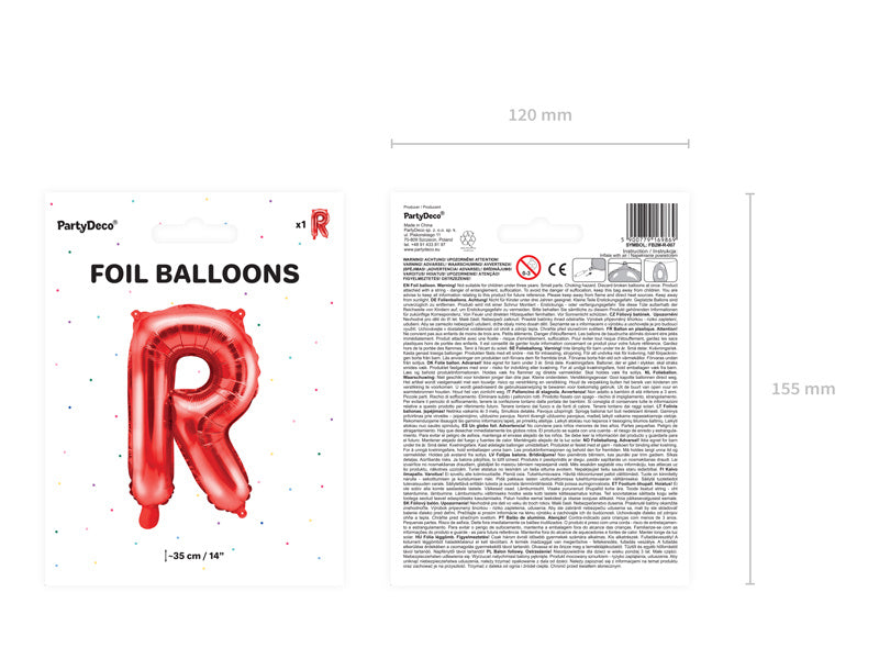 Folienballon Buchstabe R Rot Leer 35cm