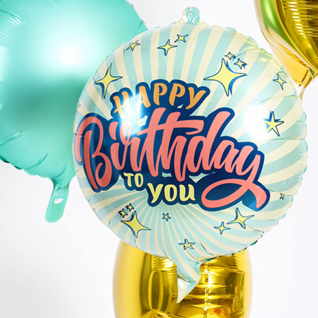 Heliumballon Happy Birthday Retro Sterne Leer 45cm