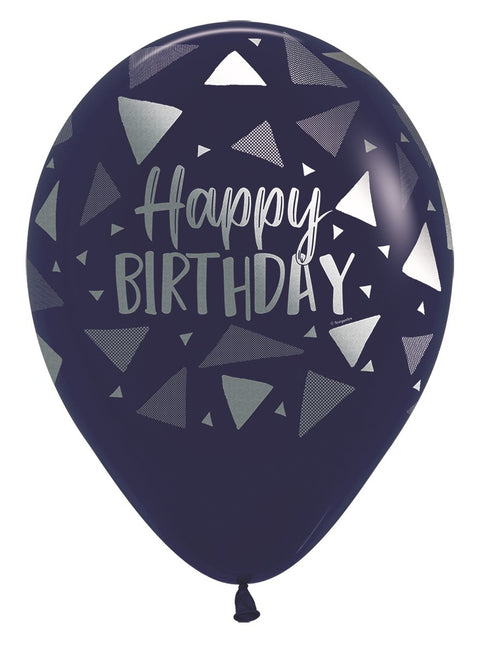 Ballons Happy Birthday Dreiecke Marineblau Metallic Tinte 30cm 25 Stk.