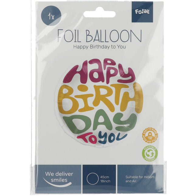 Heliumballon Happy Birthday Retro Leer 45cm