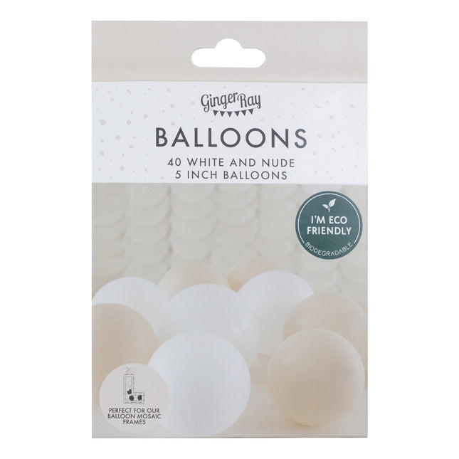 Weiße Beige Luftballons 13cm 40Stück