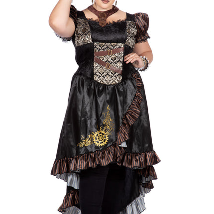 Steampunk Kleid Schwarz Damen