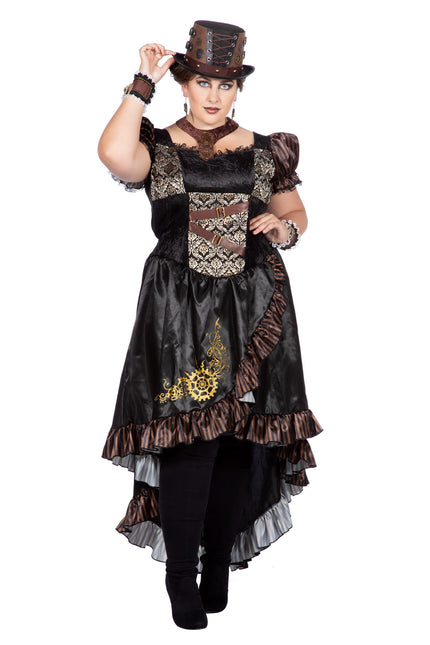 Steampunk Kleid Schwarz Damen