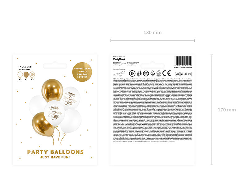 Ballons Happy Birthday To You Gold 30cm 6 Stk.