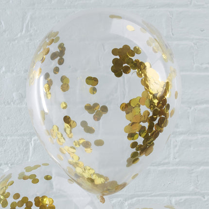 Gold Konfetti Ballons 30cm 5Stück