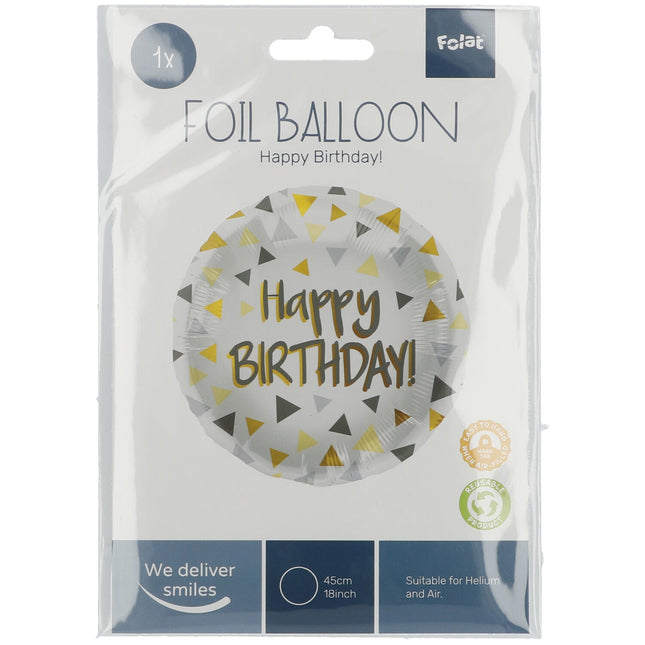 Heliumballon Happy Birthday Dreieck Leer 45cm