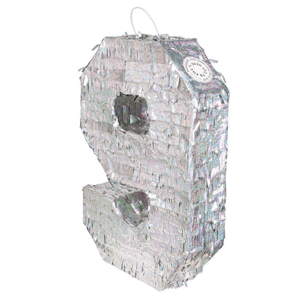 Silberne Pinata 9 Jahre Holographisch 40cm