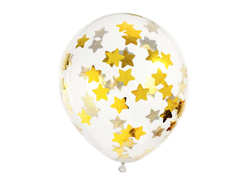 Konfetti Ballons Gold Sterne 30cm 6Stk