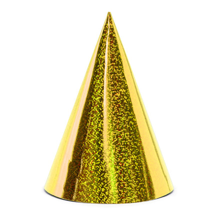 Gold Party Hüte Holographisch 16cm 6Stk