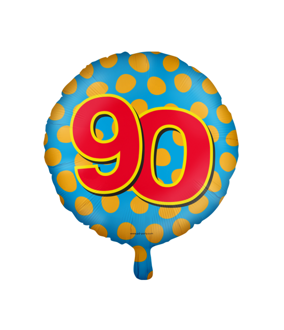 Heliumballon 90 Jahre Bunt Leer 46cm