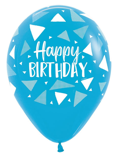 Ballons Happy Birthday Dreiecke Blau Mix 30cm 25Stk