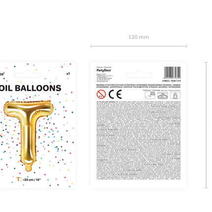 Folienballon Buchstabe T Gold Leer 35cm