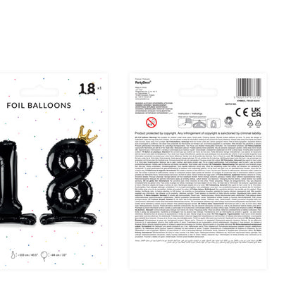 Folienballon Figur 18 Schwarz Standard Leer 84cm