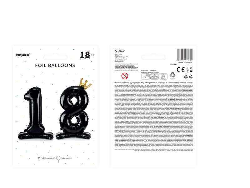 Folienballon Figur 18 Schwarz Standard Leer 84cm