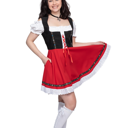 Oktoberfest Dirndl Kleid Oktoberfest Schwarz Rot Damen