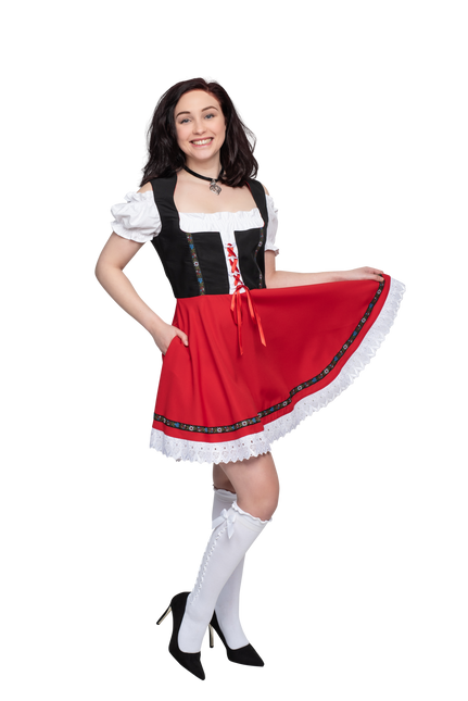 Oktoberfest Dirndl Kleid Oktoberfest Schwarz Rot Damen