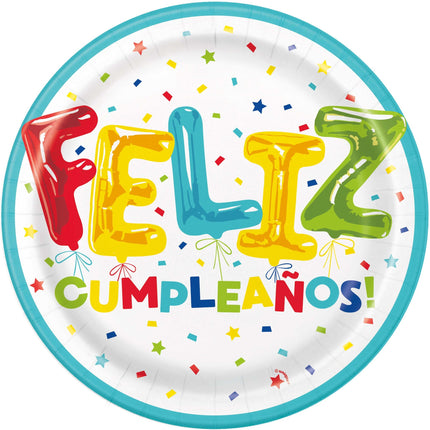 Teller Feliz Cumpleanos 23cm 8Stück