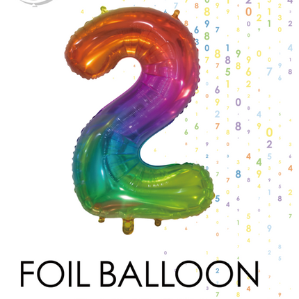 Folienballon Figur 2 Regenbogen Transparent 66cm