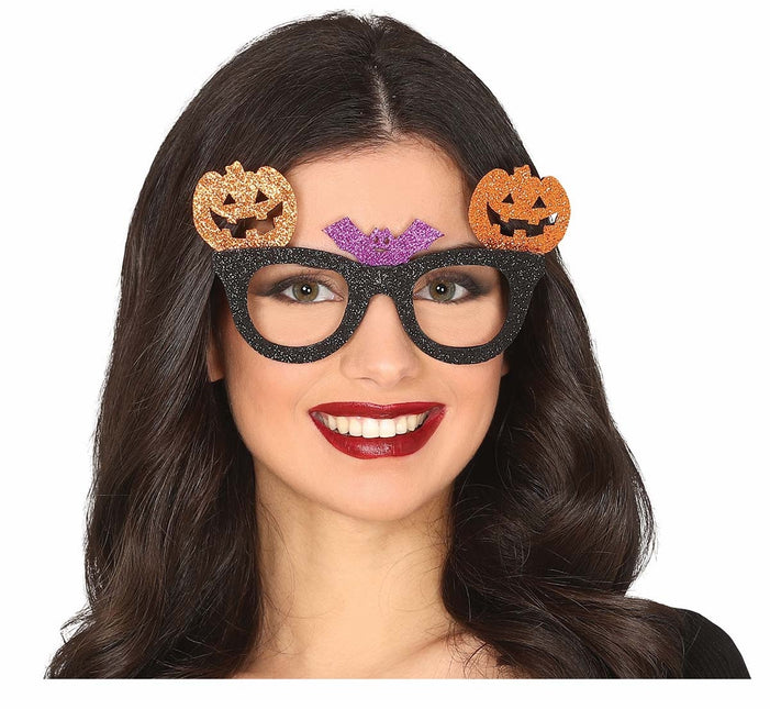 Halloween Brille Kürbis Glitzer