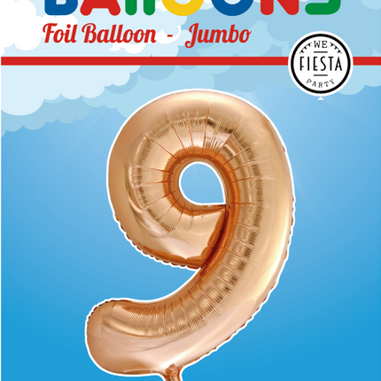 Folienballon Figur 9 Rose Gold XL 86cm leer