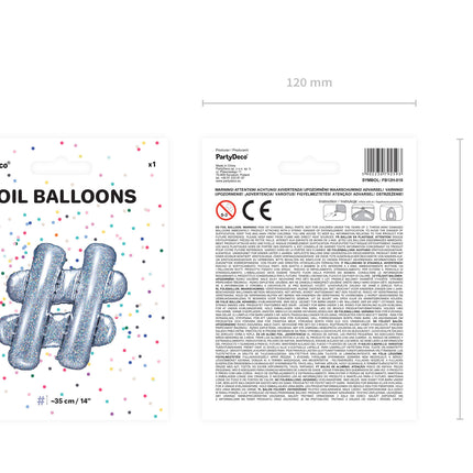 Folienballon Hashtag # Holographisch 35cm