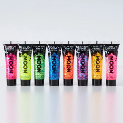 Moon Glow Neon UV Chunky Glitter Gel Golden Yellow 12ml