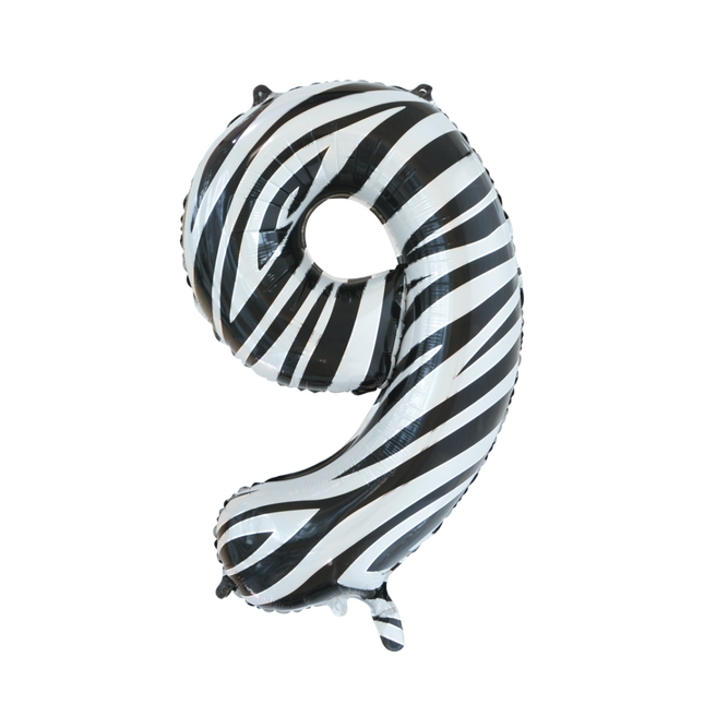 Folienballon Figur 9 Zebra XL 86cm leer