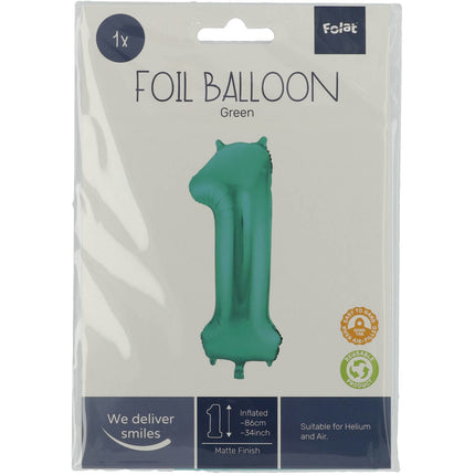 Folienballon Figur 1 Mattgrün XL 86cm leer