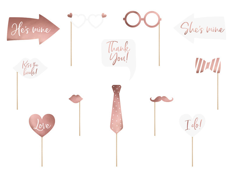 Photobooth Hochzeit Rose Gold 12pcs