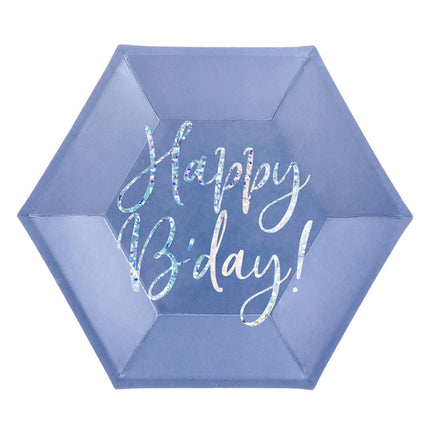 Teller Happy B'Day Blau 20cm 6 Stk.