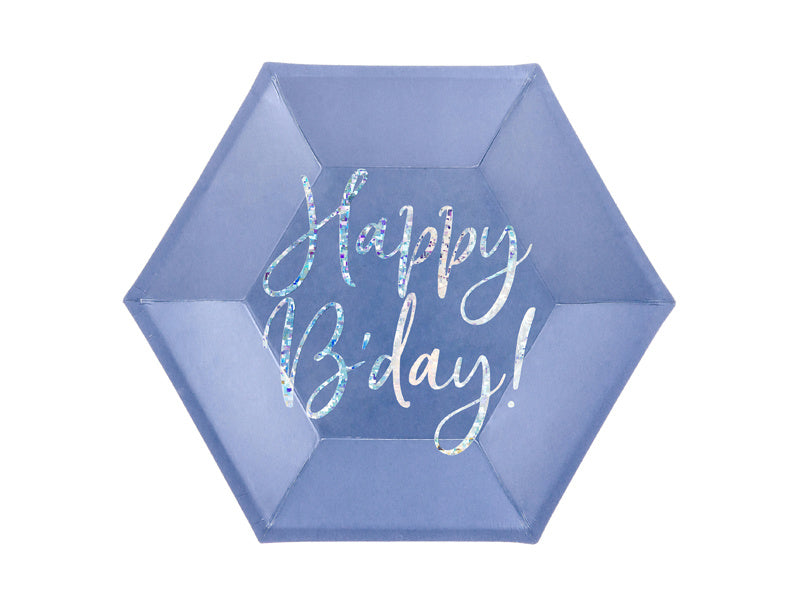 Teller Happy B'Day Blau 20cm 6 Stk.