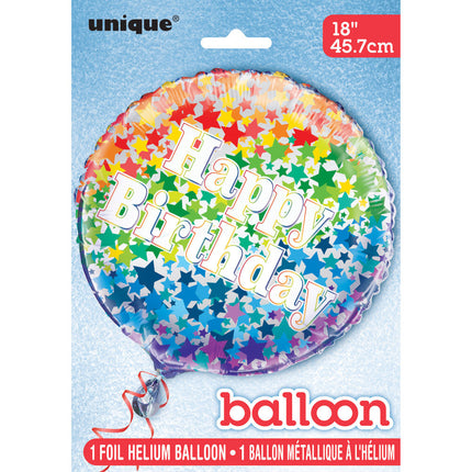 Helium Ballon Happy Birthday Sterne Regenbogen 45cm leer