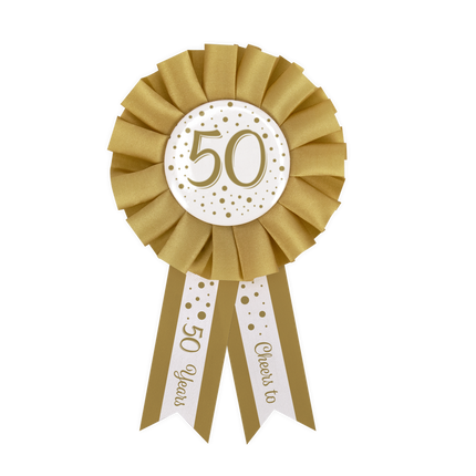 Rosette 50 Jahre Gold Weiß 14cm