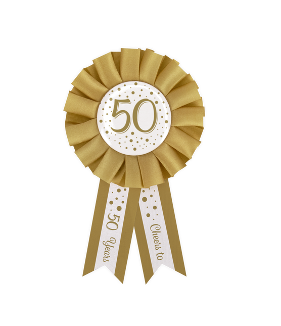 Rosette 50 Jahre Gold Weiß 14cm