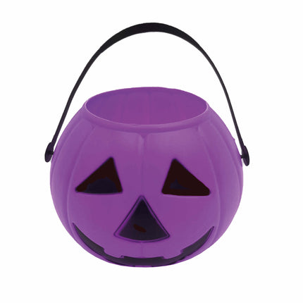 Lila Halloween Süßigkeiteneimer Kürbis 15cm