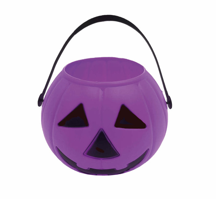 Lila Halloween Süßigkeiteneimer Kürbis 15cm