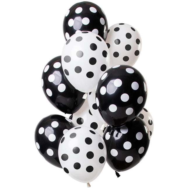 Schwarze Luftballons Dots 30cm 12Stück