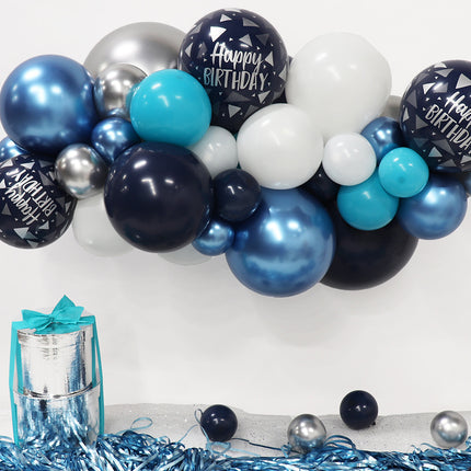 Ballons DIY Ballon Kit Organic Happy Birthday Navy