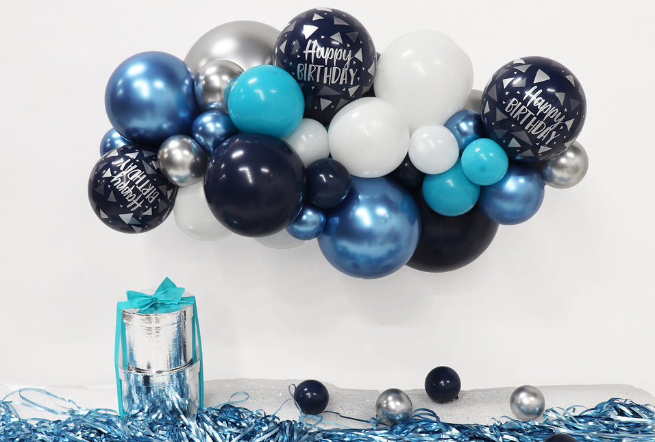 Ballons DIY Ballon Kit Organic Happy Birthday Navy