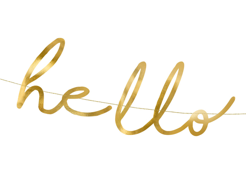 Geburtsgirlande Hello Baby Gold 70cm