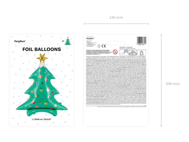 Heliumballon Weihnachtsbaum leer 94cm